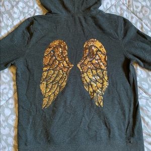 Grey Vs bling wing zip up
